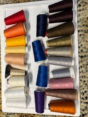 24 Assorted Large Cones of Sewing Thread - Multicolor Set